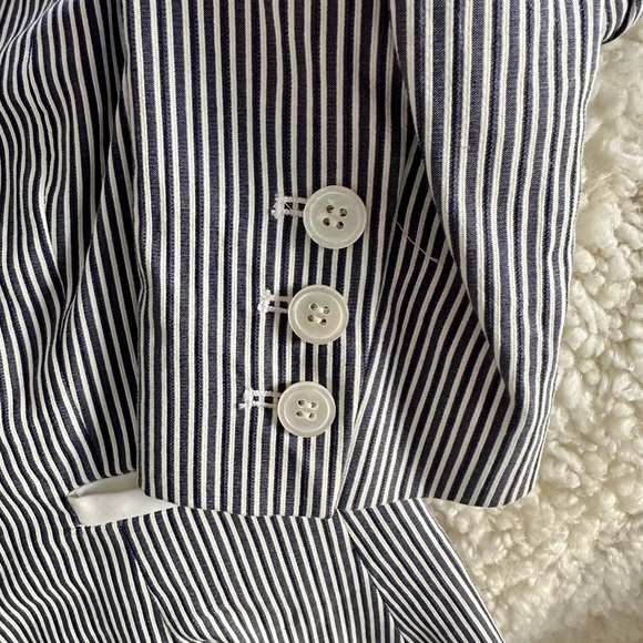 Etcetera Navy Blue and White Pinstripe Blazer - Picture 4 of 8